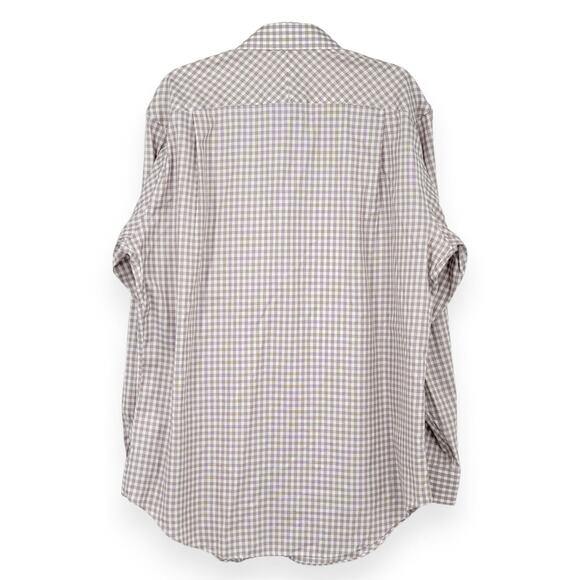 NWOT JOS A. BANK Reserve Mens Dress Shirt Tailored Fit No Iron Brown Plaid 17 35 - Picture 2 of 4